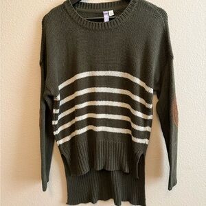 Alya Olive and White Striped Sweater